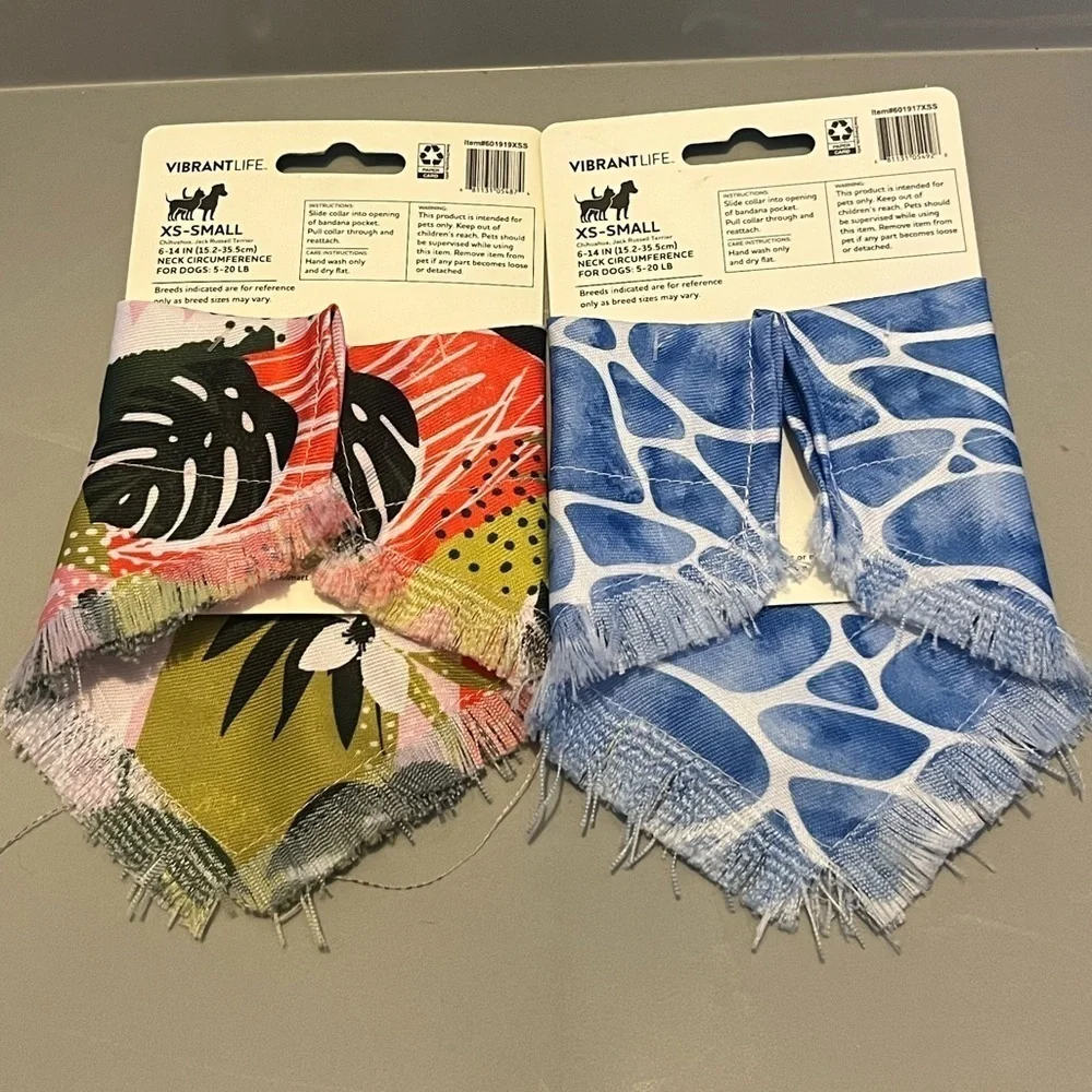 Pet Bandanna- Floral and Water Design XS